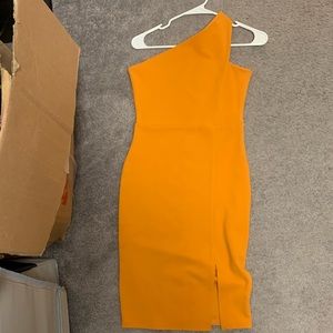 Bodycon Mustard orange One shoulder dress- never worn because too small.